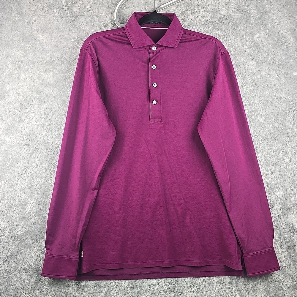 Greyson Omaha Polo Mens Medium Purple Golf Performance Long Sleeve Stretch
